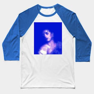 Beautiful girl, like skin made of silver. Glow, blue. Baseball T-Shirt